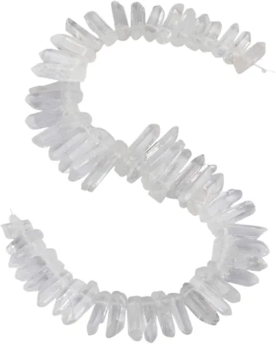 Miniatura 19 de Nupuyai Puntos de cristal de cuarzo de roca natural para hacer joyas, cuentas de piedra graduada perforadas con revestimiento de titanio, cuentas