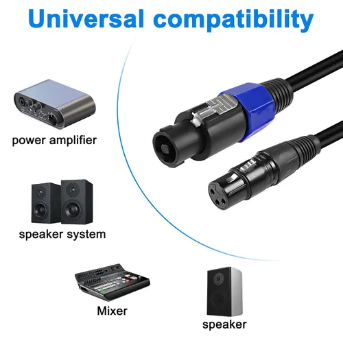 Miniatura 6 de XMSJSIY Cable Speakon a XLR, conector de audio, conector de audio macho a XLR 3 pines hembra, cable de extensión de altavoz, cable de micrófono