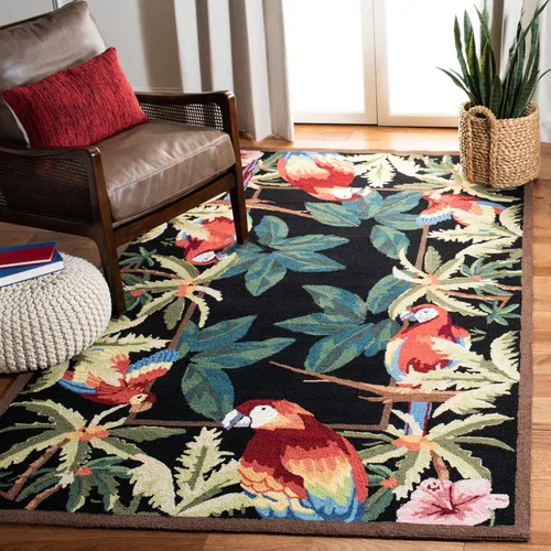 Miniatura 14 de SAFAVIEH Chelsea Collection - Alfombra decorativa de 1 pies 8 pulgadas x 2 pies 6 pulgadas, color negro, lana de campo francesa enganchada a mano