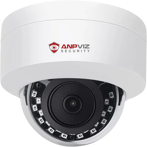 Cámara domo IP PoE de 5 MP de Anpviz con micrófono, audio, cámara de seguridad IP, visión nocturna para exteriores, 98 pies, resistente a la Blanco