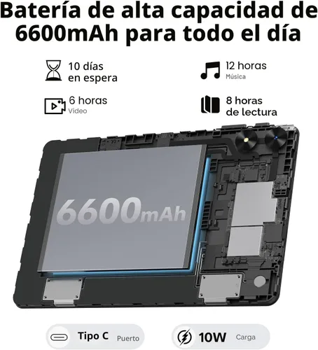 Miniatura 6 de Tablet de 10.1 pulgadas, tableta Android 16 con procesador Octa-Core, 20GB RAM 128GB ROM 1 TB expandible, pantalla táctil HD IPS de 1280x800