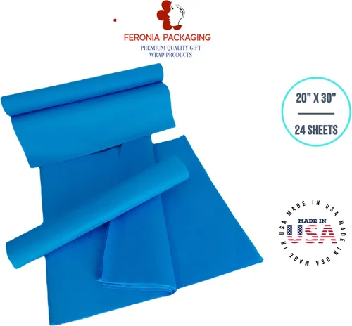 Miniatura 7 de Cuadrados de papel de seda azul brillante, 24 hojas a granel, papel de regalo premium y suministros de arte para cumpleaños, vacaciones o regalos