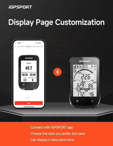 Miniatura 7 de iGPSPORT BSC100S Computadora GPS para Bicicleta Inalámbrica, Pantalla LCD de 2.6'' 40H Recargable Impermeable Computadora de Ciclismo Bluetooth ANT+