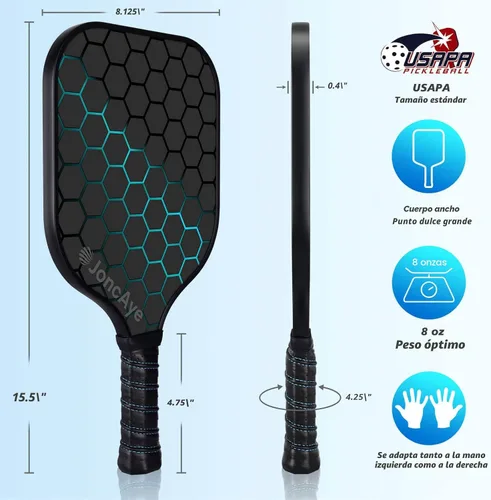 Miniatura 5 de JoncAye Pickleball Paddles Set of 4 or 2, USAPA Approved Fiberglass Rackets with Outdoor Indoor Balls, Bag, Overgrip, Lightweight for Family