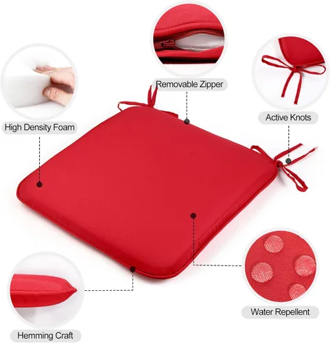 Miniatura 3 de GUEGLSA Cojines de asiento impermeables para interiores y exteriores, 16 x 16 pulgadas, cojín para silla de patio con lazos, almohadilla de asiento