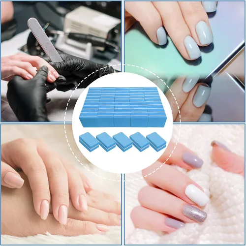 Miniatura 6 de Pulidores de uñas (paquete de 50), mini lima de uñas para uñas acrílicas y uñas naturales, bloque de pulido de uñas de grano 100/180, bloques
