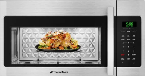 Horno microondas de convección de 30 pulgadas, ThermoMate de 1.5 pies cúbicos sobre la estufa, acero inoxidable de 900 W, cocción con un solo toque