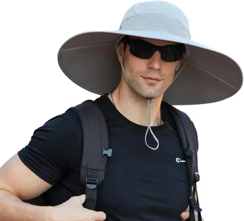 Miniatura 9 de Leotruny Sombrero de pescador de ala súper ancha UPF50+ sombrero impermeable para pesca, senderismo, camping