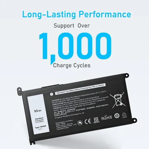 Miniatura 5 de Reemplazo de batería para laptop YRDD6 de 53 Wh para Dell Inspiron 15 3000 5000 Series 3583 3593 3582 3584 5593 5594 5598 5585 5590 14 3493 5482
