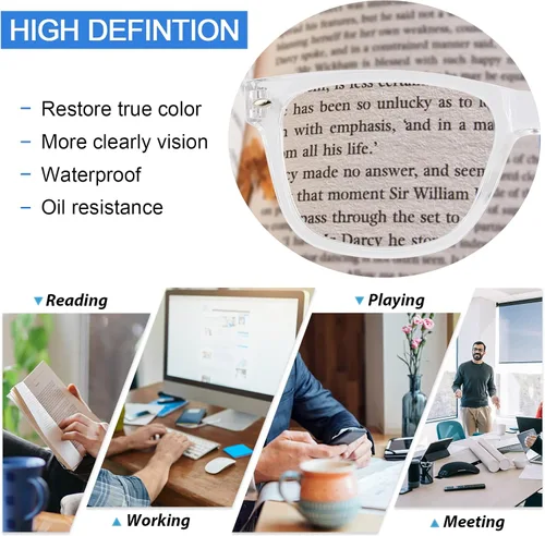 Miniatura 3 de OCCI CHIARI Anteojos de lectura grandes para hombre con marco grande 100 125 150 175 200 225 250 275 300 350 400 500 600 (transparente, 1.0)