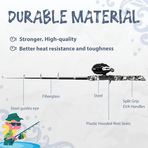 Miniatura 5 de WIDDEN Kids Fishing Pole, Portable Telescopic Kids Fishing Poles for Boys and Girls, Fishing Rod and Reel Combo Kit with Tackle Box, and Fishing