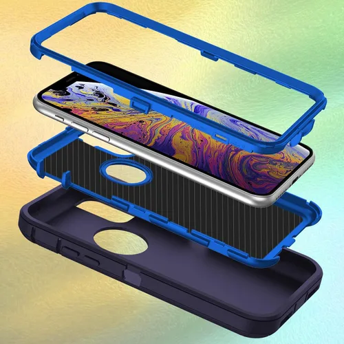 Miniatura 2 de I-HONVA Funda para iPhone Xs Max, a prueba de golpes, a prueba de polvo y caídas, 3 capas de protección de cuerpo completo