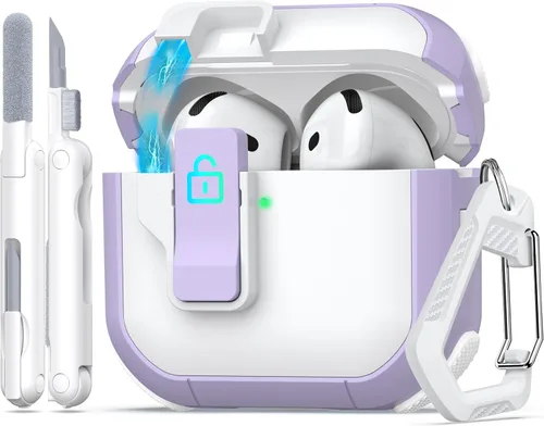 Miniatura 8 de Funda para AirPods de 4ª Generación, Diseño Transparente con Tapa Emergente Automática, Incluye Herramienta de Limpieza, Duradera y Resistente a