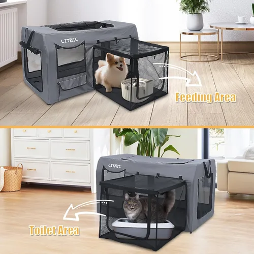 Miniatura 3 de Jaula para perros grandes, caja de viaje portátil para perros para familias de varios gatos y cachorros de perros pequeños, jaula portátil plegable