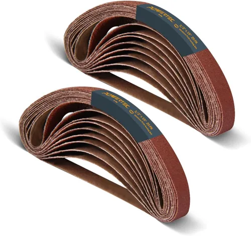 POWERTEC 1/2 x 18 Pulgadas Cintas de Lijado, 40PK, Cinta de Lijado de Óxido de Aluminio de Grano 40 para Lijadora de Banda de Archivo de Aire,