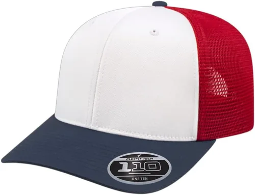 Miniatura 77 de Cap America i8502 Flexfit 110 Premium - Gorra de camionero de perfil medio con 6 paneles de malla trasera con protección UV y cierre ajustable Azul
