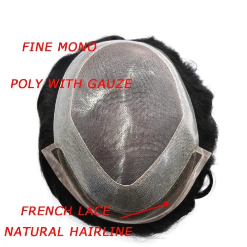 Miniatura 4 de Tupé de pelo para hombres Cabello humano para hombre Hairpieces y tupés Durable Fine Monofilament Mens Hair System Lace Front Mens Toupee Mens Hair