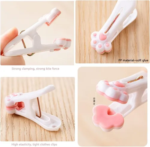Miniatura 3 de Pinzas de plástico resistentes para colgar ropa, pinzas de ropa sin rastro, clips de chips, clip de sellado de plástico, clips de bolsas de Rosa