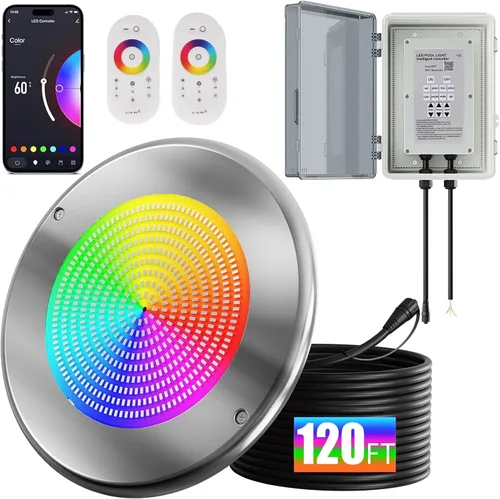 Miniatura 9 de Luces de piscina LED WiFi Spa de 60 pies y 6 pulgadas para piscina enterrada con triple control (control remoto/aplicación/controlador), luz