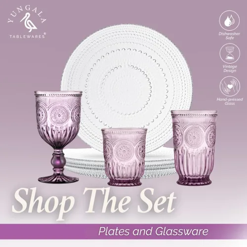 Miniatura 9 de Purple Highball Glasses - Juego de 6 vasos altos con diseño vintage único y un tono púrpura intenso. Cristalería apta para lavavajillas hecha