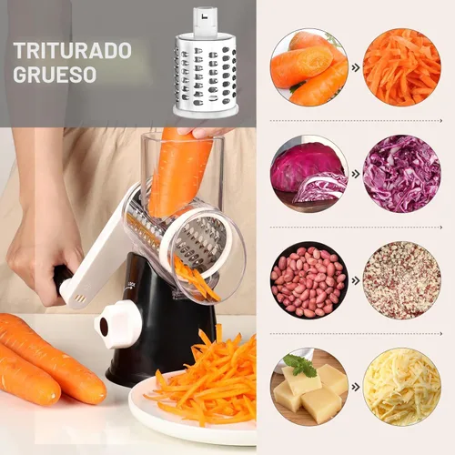 Miniatura 2 de Cambom Kitchen - Rallador de queso giratorio para queso, manual de cocina con mango, cortador de verduras, nueces, 3 cuchillas de tambor Rosa