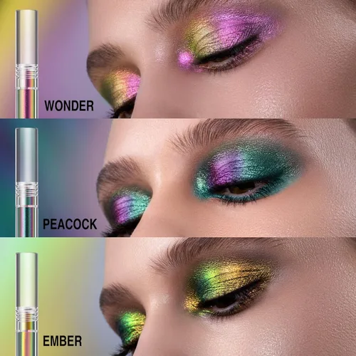 Miniatura 3 de Sombra de ojos de camaleón líquida metálica, aspecto de ojos multidimensional, maquillaje holográfico de larga duración con purpurina multicolor