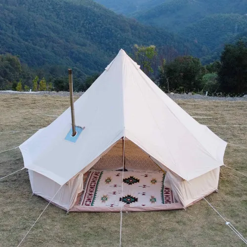 Miniatura 2 de Tienda de yurta de lujo para cuatro estaciones Amplia tienda de campaña de lona con toma de estufa Mezcla de algodón resistente Último refugio