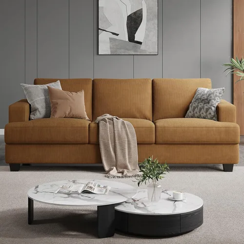 Miniatura 10 de COPIAE Sofá de 226 cm con asientos extraprofundos, sofá de 3 plazas para sala de estar, sofá moderno y cómodo, con apoyabrazos y asientos y Azul