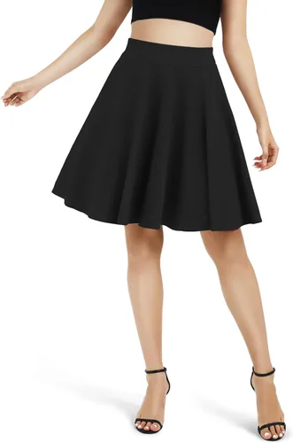 Miniatura 2 de Urban CoCo Women's Basic Midi Skirt Versatile Stretchy Flared Casual High Waisted Skirt