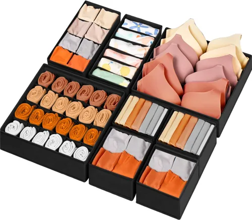 Miniatura 9 de Organizador de Cajones para Ropa, Juego de 8 Organizadores de Cajones para Ropa de Bebé, Ropa Interior, Calcetines, Organización y Almacenamiento