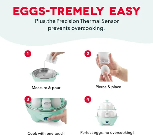 Miniatura 5 de Dash Deluxe Hervidor de Huevos - Hervidor, Escalfador y Vaporizador - Incluye Guía de Medidas y Recetas - Apto para Lavavajillas - Capacidad para 12