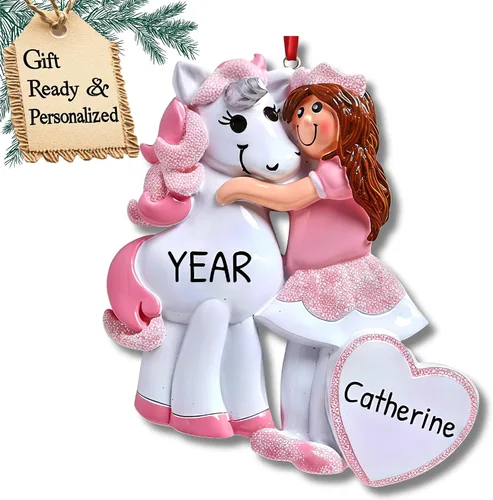 Miniatura 8 de Adornos de Navidad Personalizados de Carrusel 2025 - Adornos Personalizados de Carrusel de Navidad Adorno de Unicornio Personaje para Niñas Niña