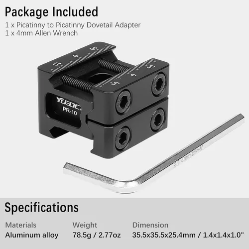 Miniatura 6 de Adaptador elevador de abrazadera de montaje en riel de cola de milano Picatinny a Picatinny con tornillos de parada antideslizantes