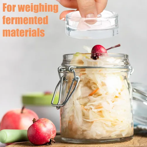 Miniatura 5 de 2 pesos de fermentación de vidrio, tapas de fermentación para frascos Mason de boca ancha, pesas para conservas para chucrut, encurtidos y kimchi