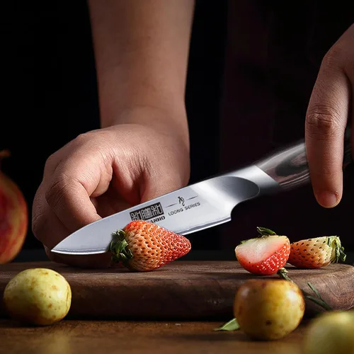 Miniatura 7 de HOSHANHO - Cuchillo de pelar de 3.75 pulgadas, cuchillos de cocina pequeños de acero inoxidable japonés de alto carbono, cuchillo de fruta ultra