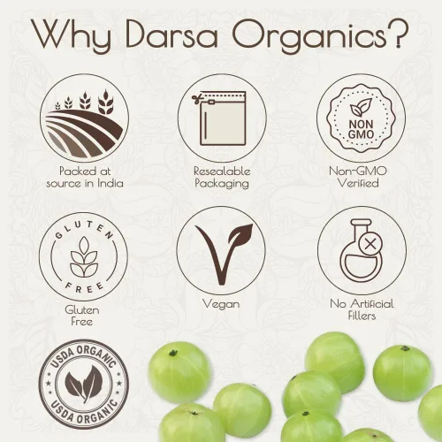 Miniatura 5 de Darsa Organics Seco Amla Indian Gooseberry 4oz – Fruta Amla orgánica cortada y tamizada – Certificado USDA sin OMG, vegano, Kosher y sin gluten