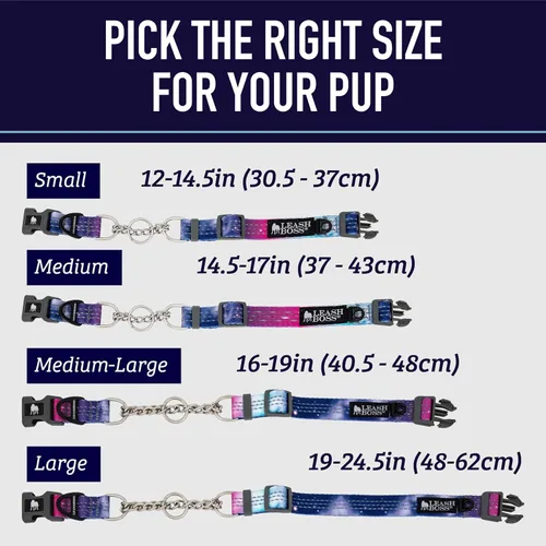 Miniatura 5 de Leash Boss Collar Martingale para perros – Cadena de acero Collar de nailon reflectante para perros grandes, medianos y pequeños Collar de Azul
