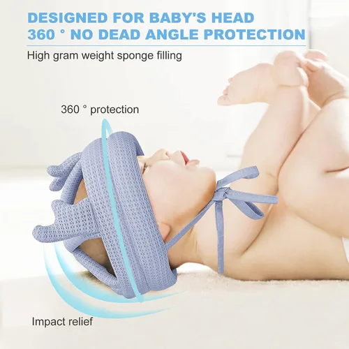 Miniatura 3 de Lindo casco de bebé para bebé, sin golpes, cojín de seguridad para la cabeza, gorro de protección ajustable suave para la cabeza de los niños, gorro
