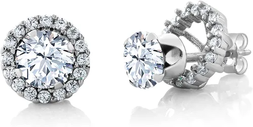 Miniatura 84 de Gem Stone King Aretes redondos de plata de ley 925 de 0.236 in con piedra natal extraíble para mujer