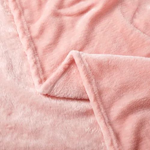 Miniatura 7 de Homiest Manta de forro polar con flecos, suave y acogedora manta de franela rosa claro, manta decorativa ligera para sofá, cama, silla para todas