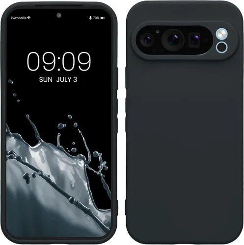 Miniatura 190 de kwmobile Funda compatible con Google Pixel 9 Pro - Funda protectora delgada de TPU para teléfono - Acabado mate suave - Negro mate