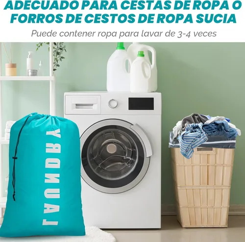 Miniatura 5 de Isink Bolsa de lavandería, paquete de 2 bolsas de lavandería de viaje para ropa sucia, bolsas de lavandería grandes para acampar y viajar, bolsa