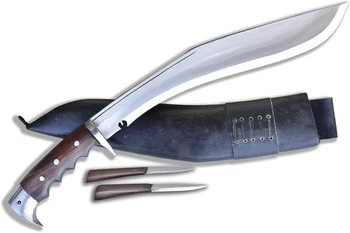 GK & CO.House Auténtica hoja de 16 pulgadas American Eagle Kukri-Full Tang Rose mango de madera, funda de cuero Kukri/Khukuri- Hecho a mano en Nepal