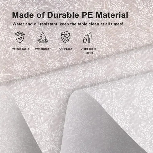 Miniatura 76 de Paquete de 6 manteles de plástico desechables azules y blancos a cuadros, manteles de plástico azules para fiestas, 54 x 108 pulgadas impermeables