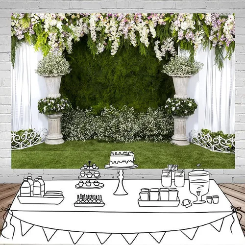 Miniatura 4 de Telón de fondo de flores de boda de 7 x 5 pies, romántico, propuesta de fondo floral, propuesta, cortina de flores, pancarta, ceremonia, despedida