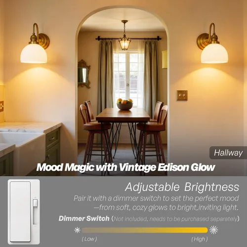 Miniatura 5 de Apliques de Pared Dorados, Luz de Tocador de Baño Cableada con Cuenco Rayado de Vidrio Esmerilado, Lámpara de Pared Montada de Latón Vintage