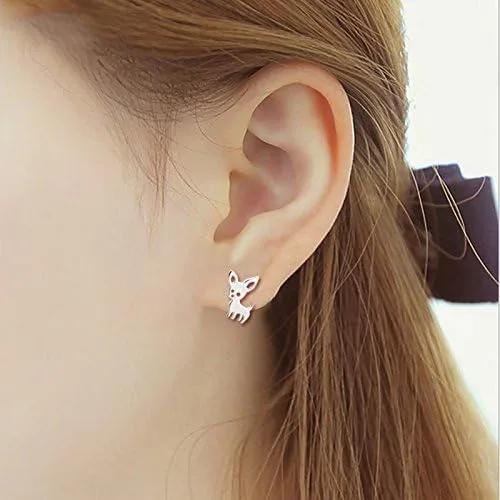Miniatura 4 de QIAN0813 Aretes pequeños de Chihuahua para mascotas para mujeres, lindos aretes de perrito y cachorro, joyería de animales Love My Pet, aleación