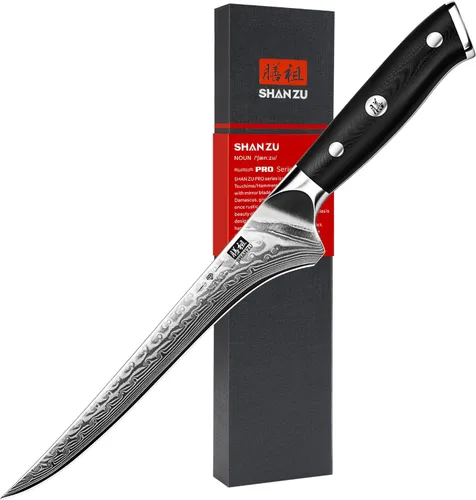 Miniatura 11 de SHAN ZU - Cuchillo de chef de 8 pulgadas de acero damasceno japonés, cuchillos de cocina profesionales, cuchillo de cocina de alta calidad de acero