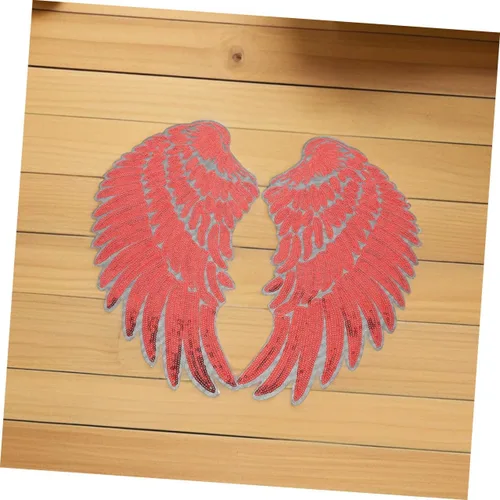 Miniatura 5 de 2 Pairs Red Self-Adhesive Embroidered Angel Wings Patches with Sequin Shine for Clothes Bags Jackets DIY Sewing Decoration