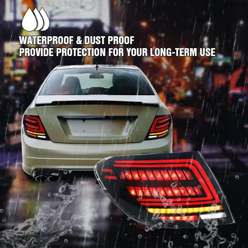 Miniatura 7 de Nuevas luces traseras para 2007-2014 Mercedes C300 Luz trasera 09 Benz W204 Luces traseras C200 Accesorios C180 C260 Clase C Estilo C freno de humo